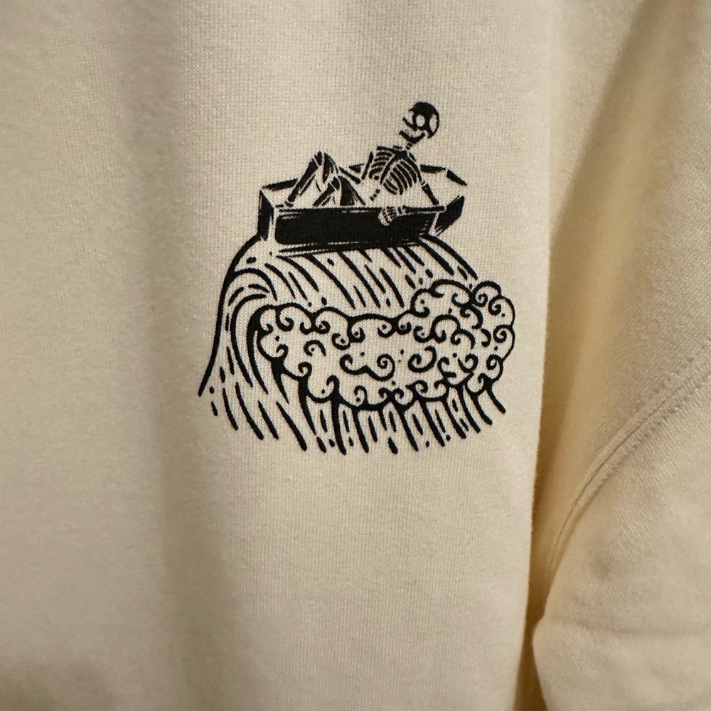 Men's Cream Whalebone Surf Pullover Crewneck Sweatshirt - Picture 2 of 5